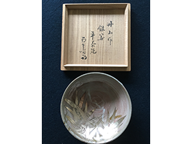 丹山作　銀笹平茶碗